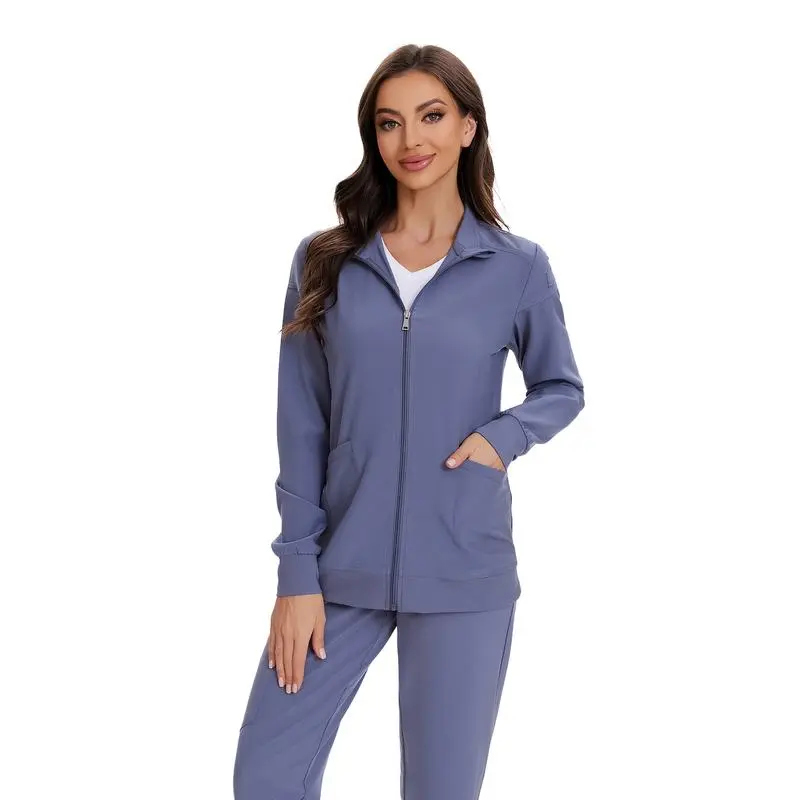 Scrub Jackets for Woman, Zip Front Nurse Jacket, 4-Way Stretch Fabric