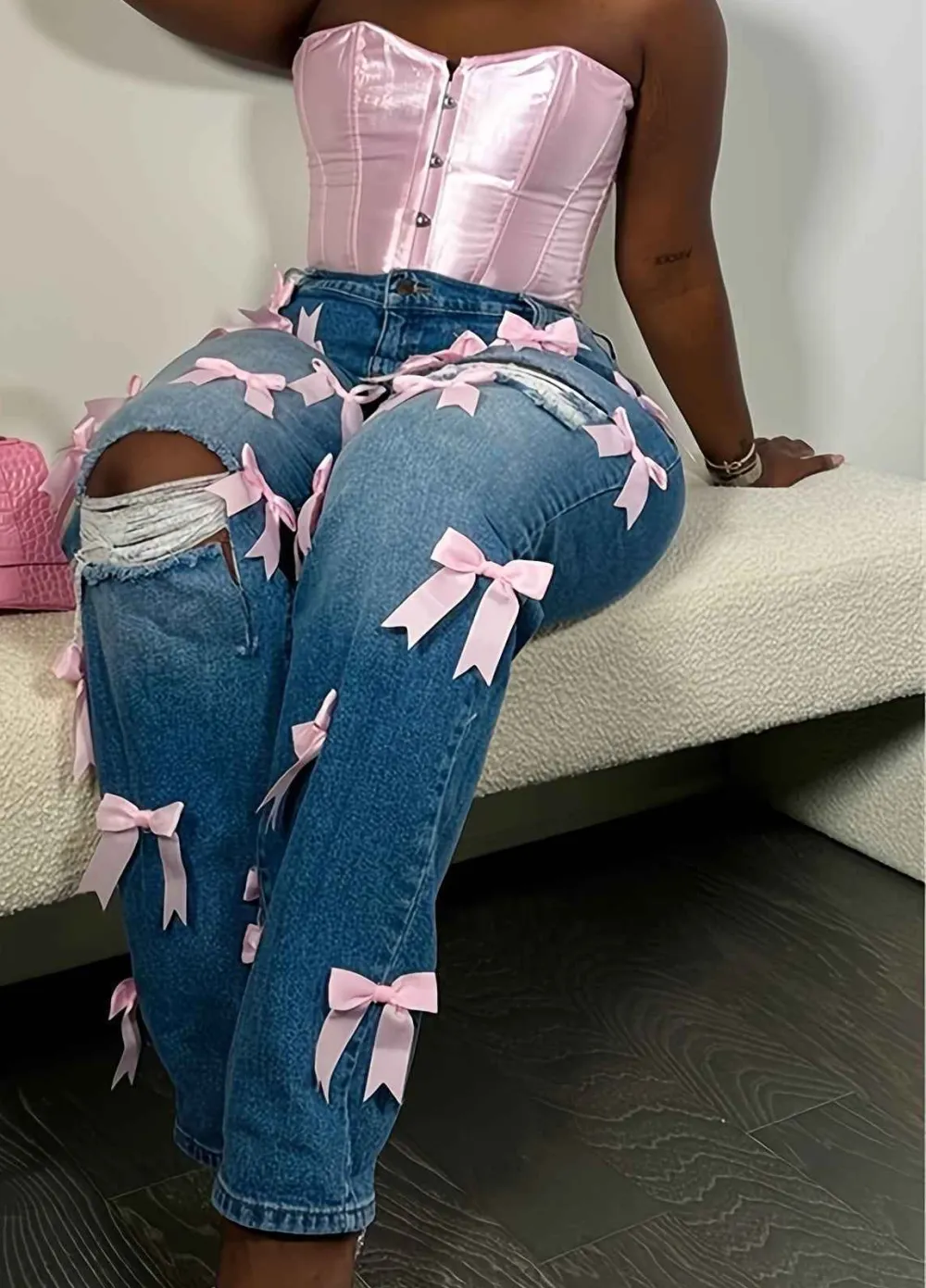 High-rise Ripped Boyfriend Jeans