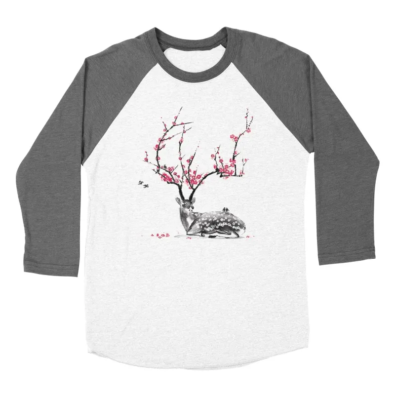 Men's Artistic Deer With Plum Blossom Print Crew Neck Long-Sleeve T-Shirt