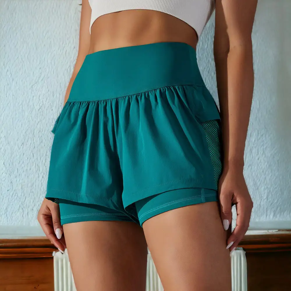 High-Waist Layered Ruffle-Detail Casual Shorts