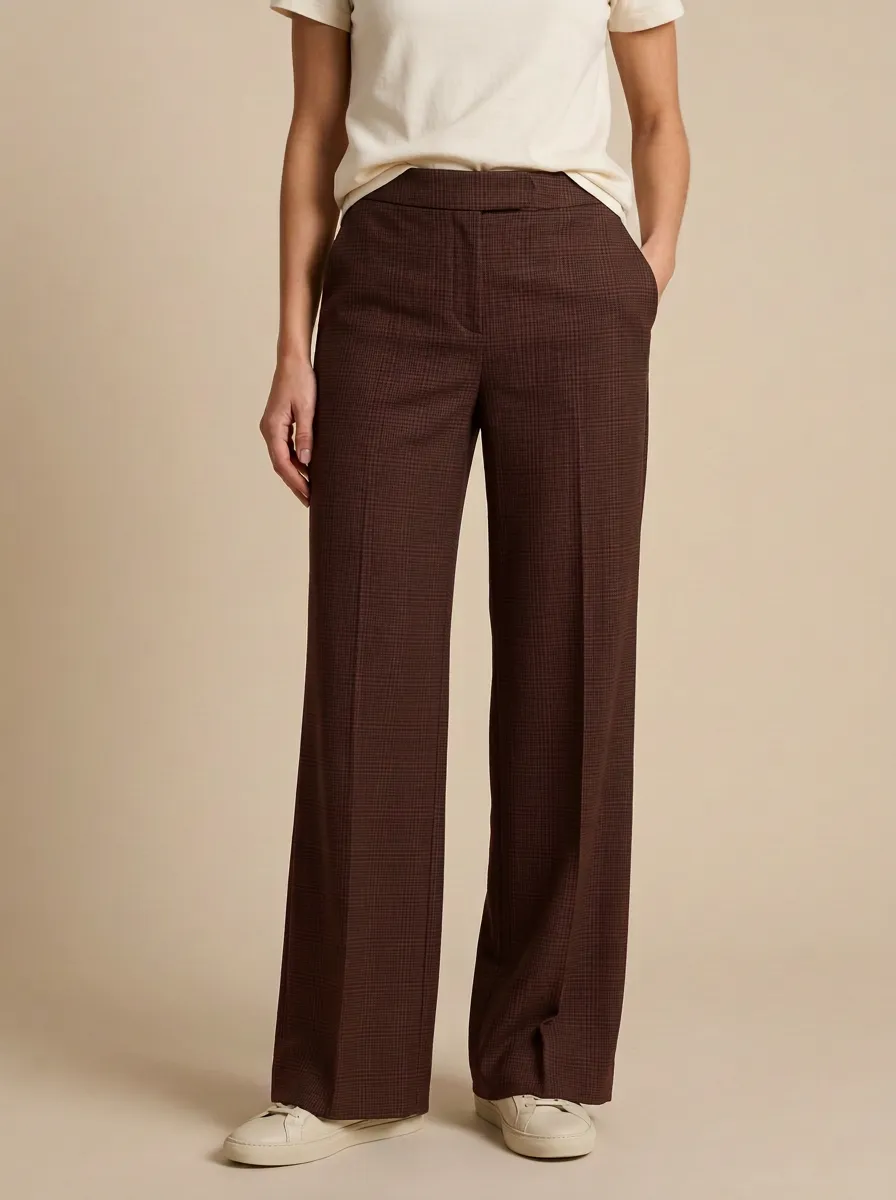 Versatile Wide-Leg Plaid Printed Women's Wide-Leg Pants