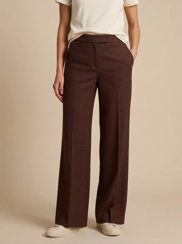 Versatile Wide-Leg Plaid Printed Women's Wide-Leg Pants