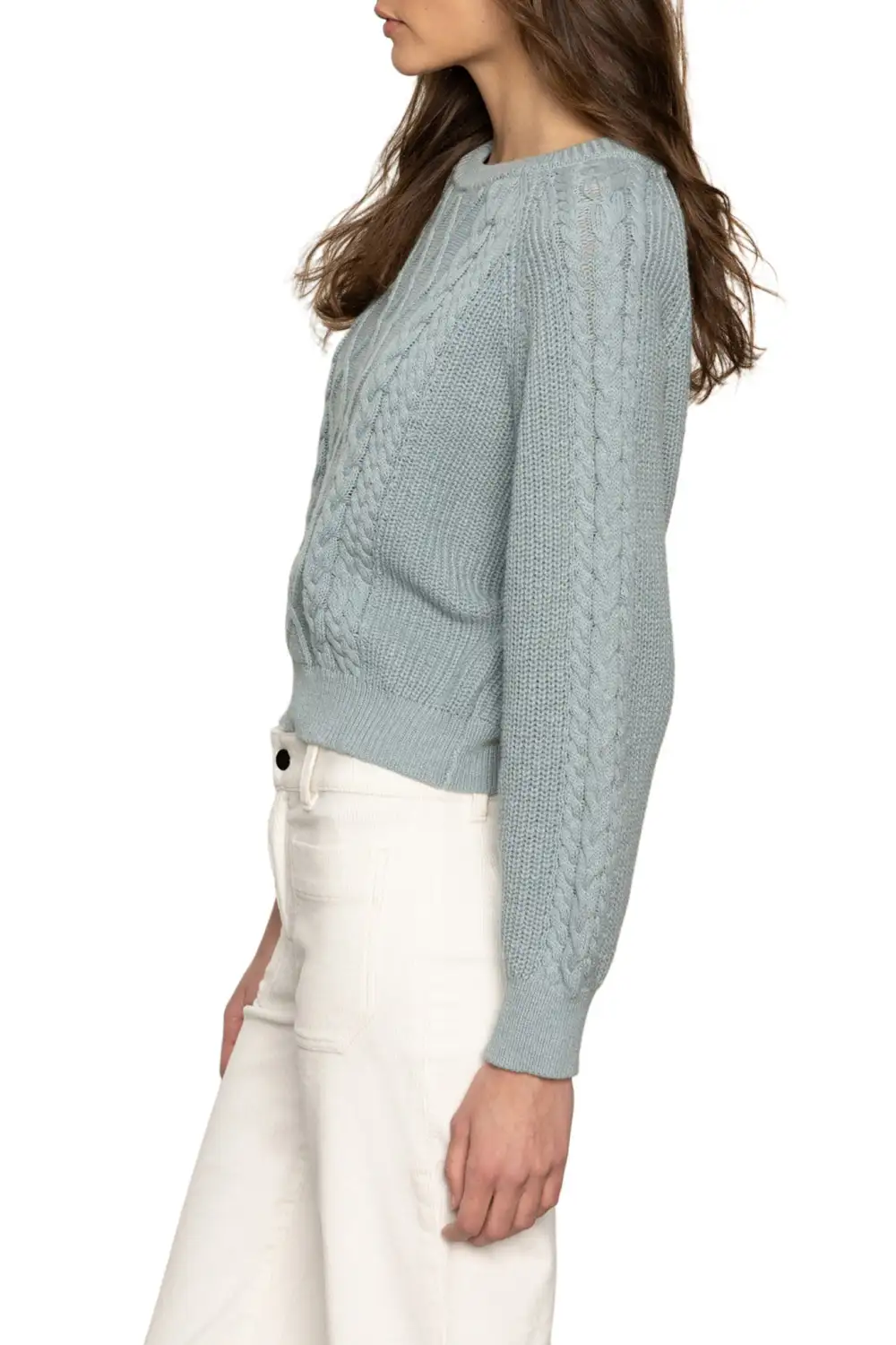 Cable Knit Ribbed Relaxed Pullover Sweater