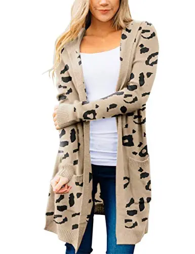 Women's Long Sleeve Open Front Hoodie Knit Sweater Cardigan Outwear