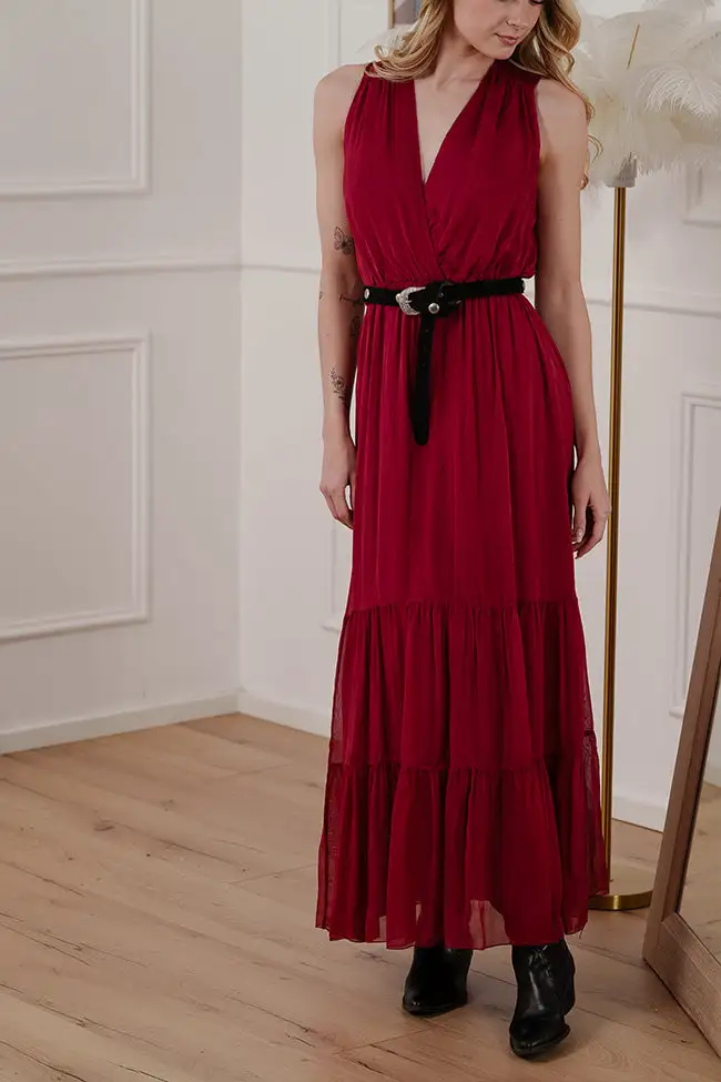 Modern Maxi V Neck Dress