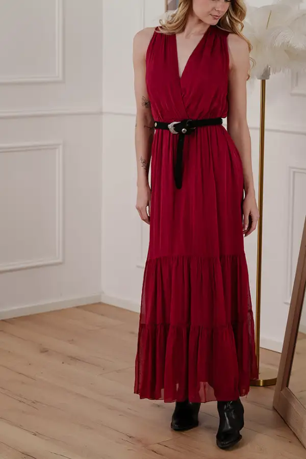 Modern Maxi V Neck Dress