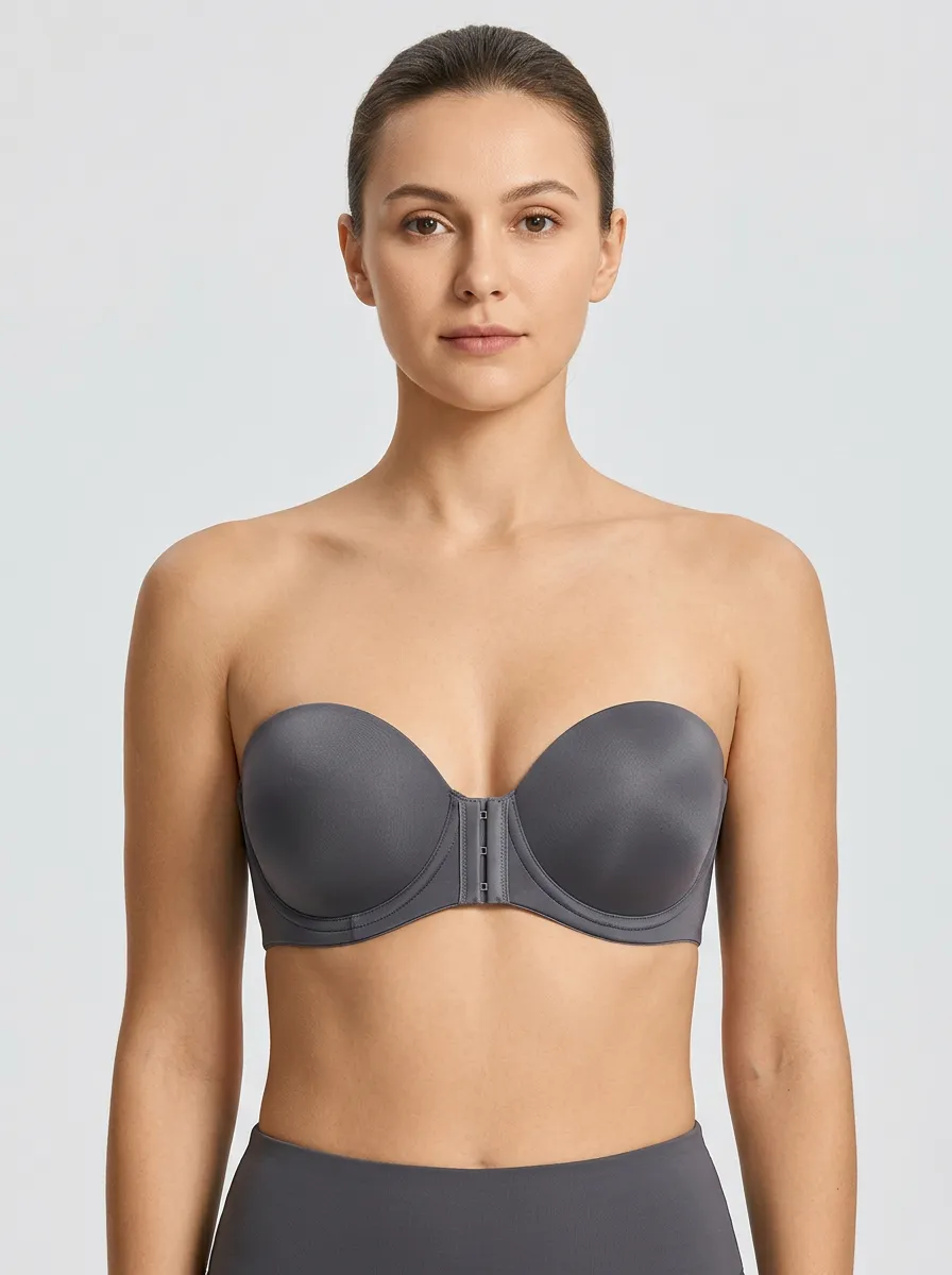 Women's Underwire Contoured-Cup Front-Closure Strapless Bra