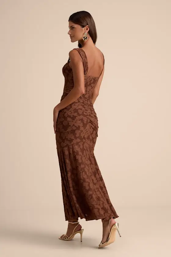 Celeste Yellow Floral Burnout Bustier Maxi Dress