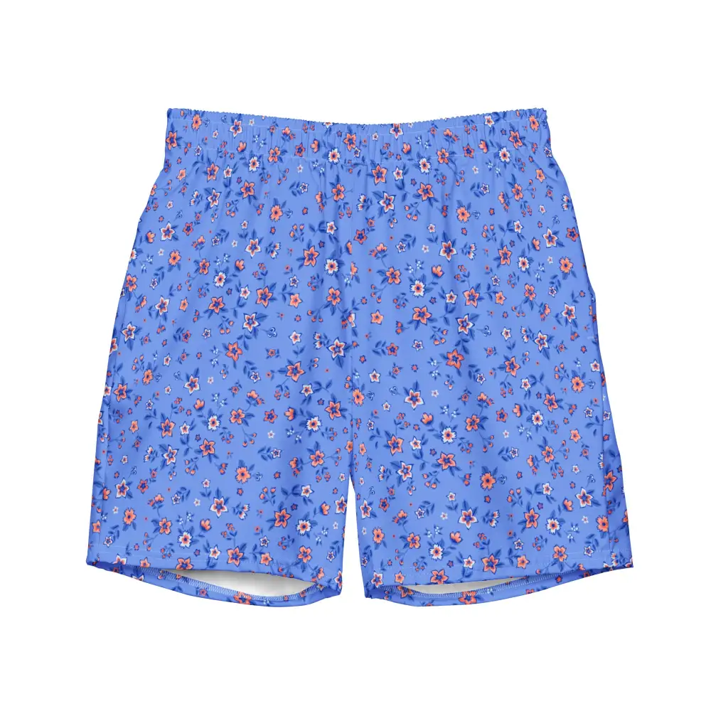 Stretch Floral Print Swim Trunks