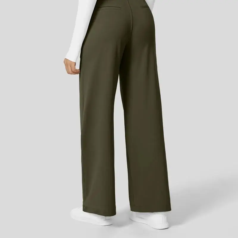 Women‘s Flex High Waisted Plicated Side Pocket Straight Leg Work Pants