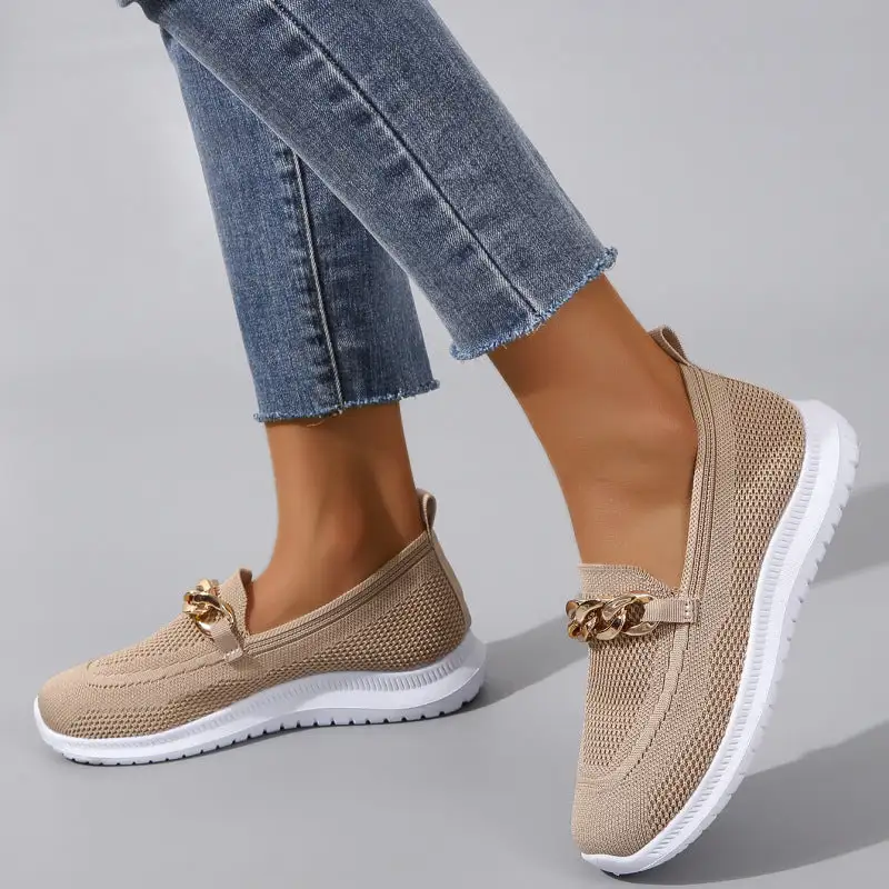 Mesh Chain Detail Breathable Lightweight Sneakers