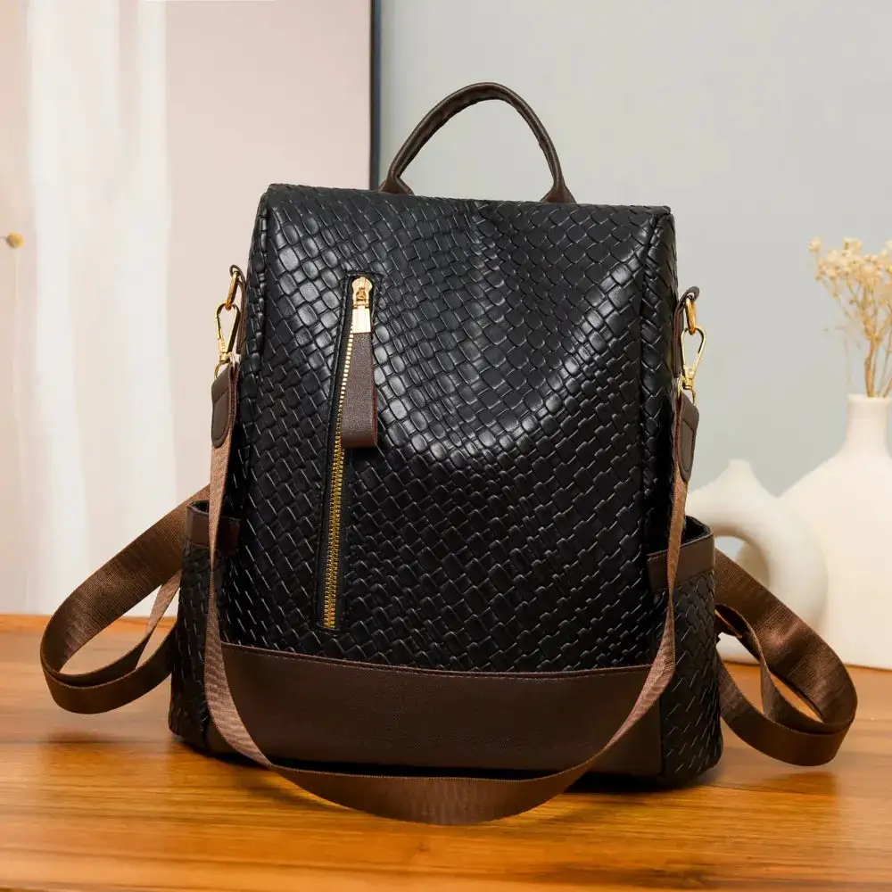 Faux Leather Backpack Camping Bag