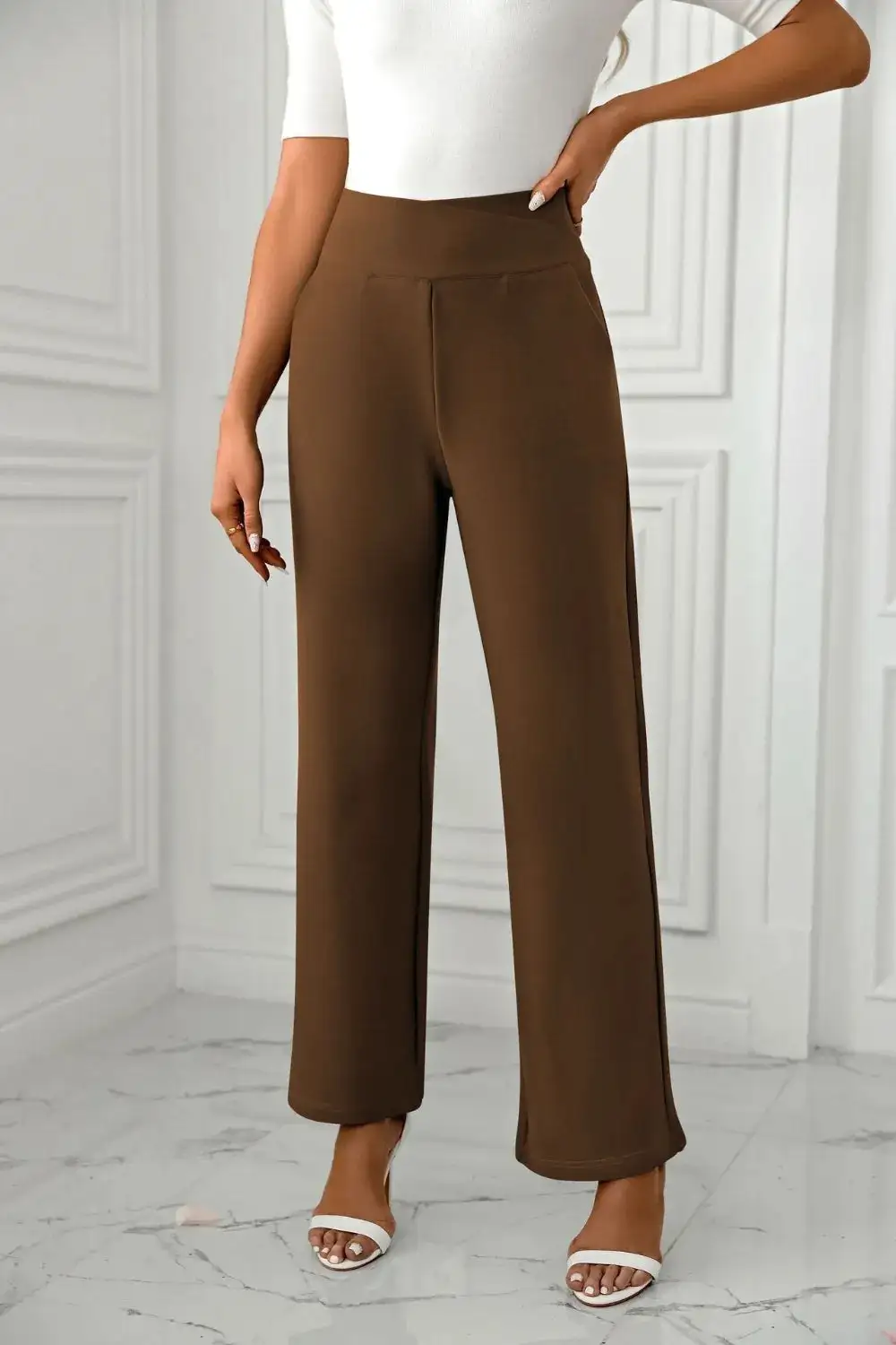 Flowy High Waist Straight Leg Pants