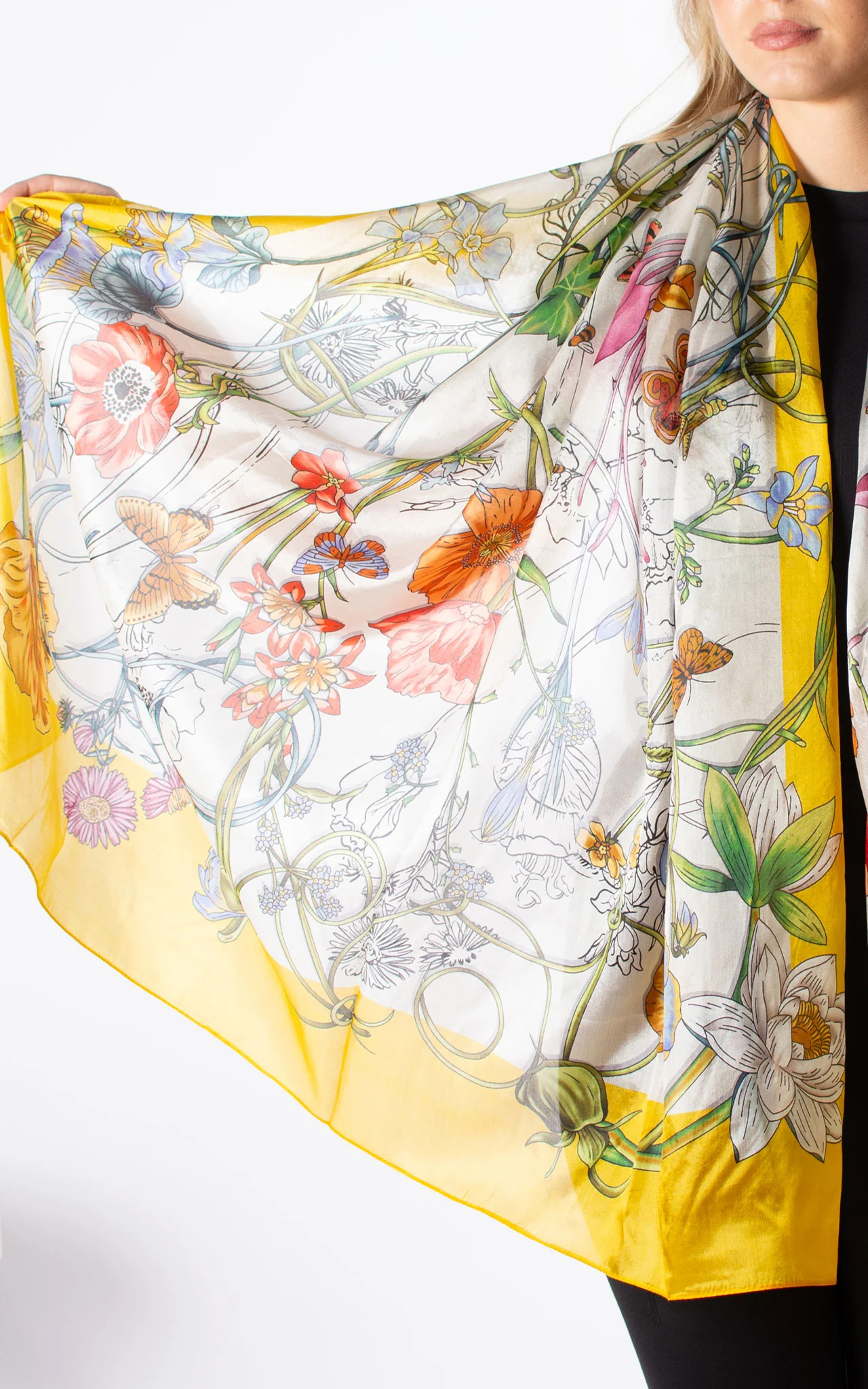 Artistic Pastoral Print Yellow Women's Scarf