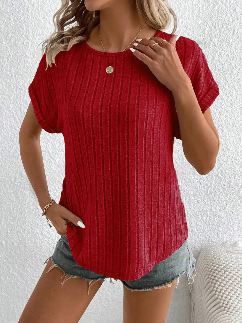 Short-Sleeve Ribbed T-Shirt