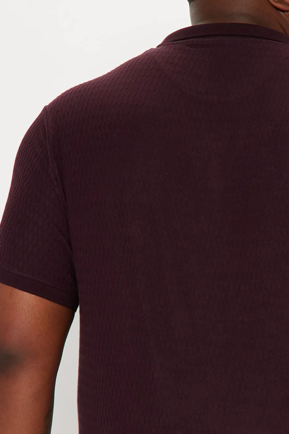 Casual Style Short Sleeve Polo - Burgundy
