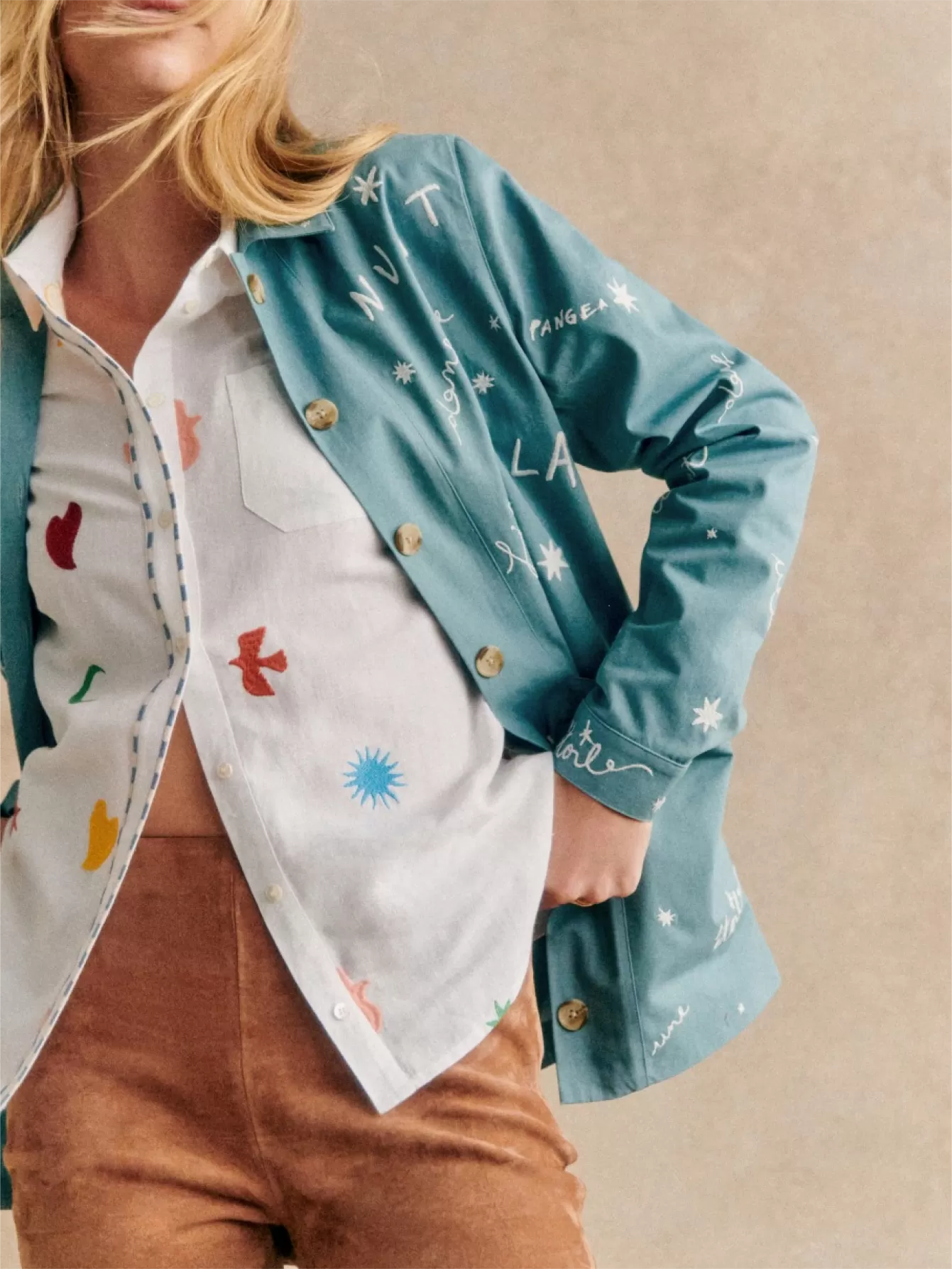 Light Blue Embroidered Denim Jacket