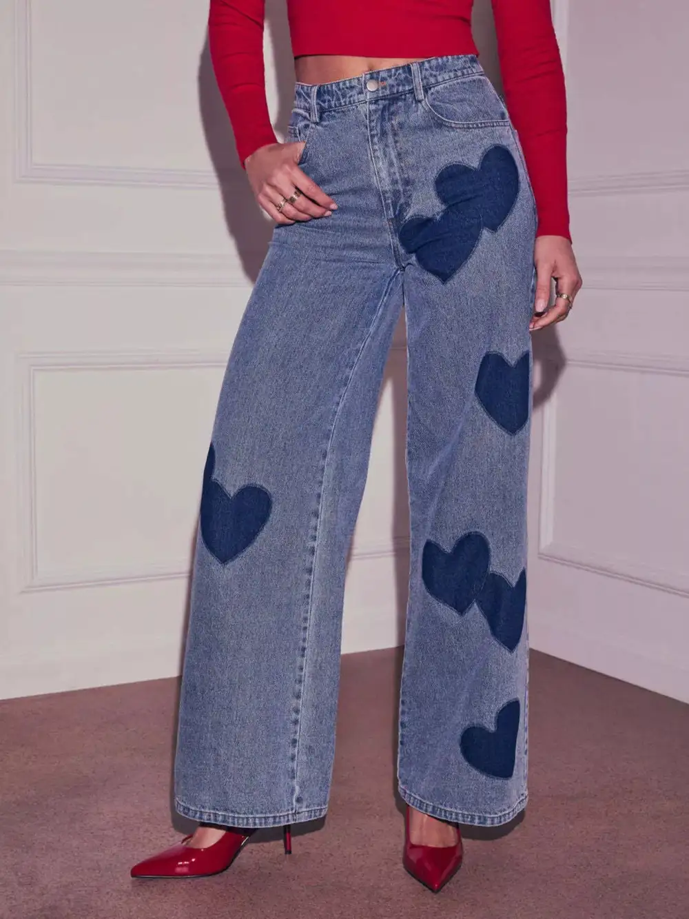 Utility High Waist Wide Leg Denim Jeans