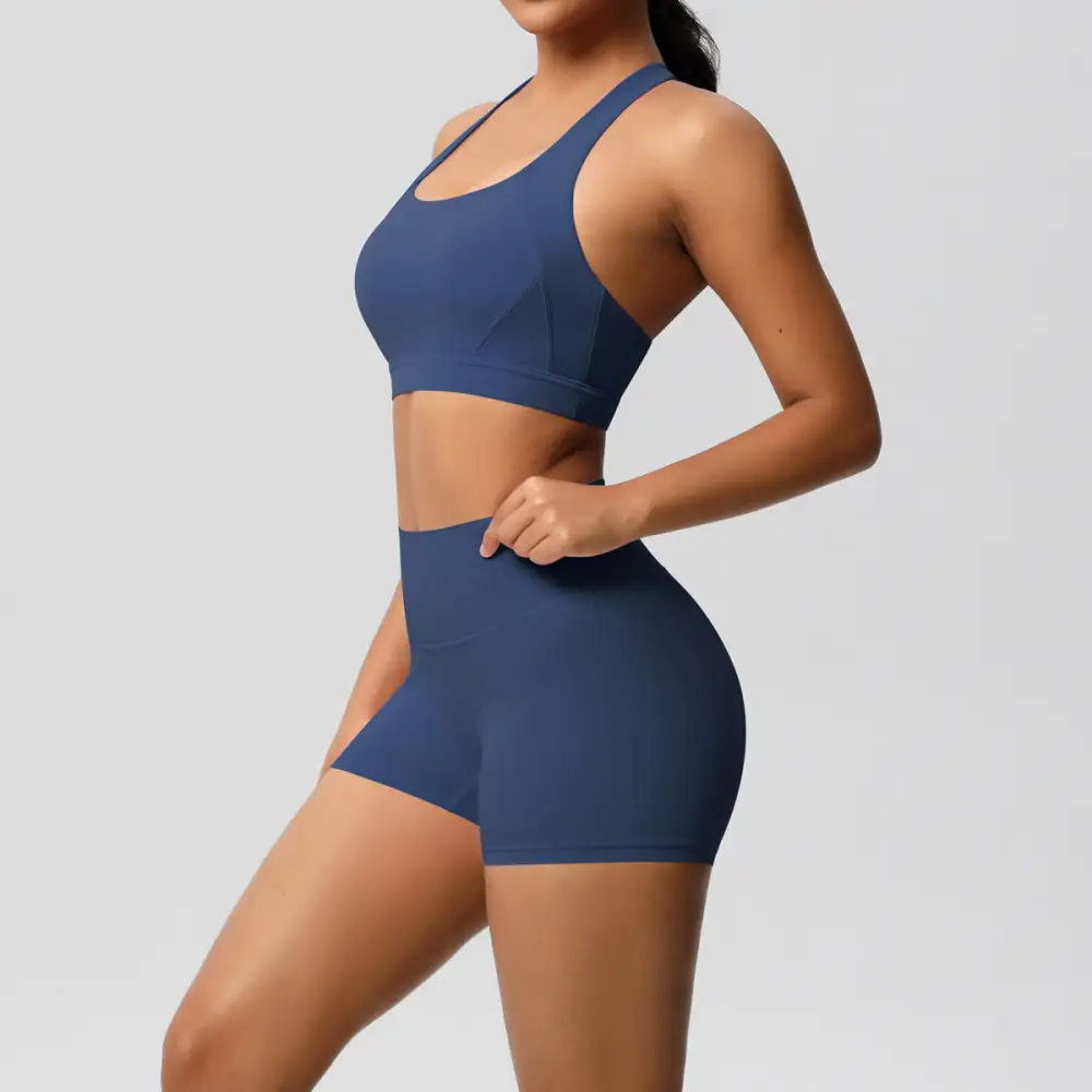 Cross-Back Backless Two-Piece Shorts Active Set