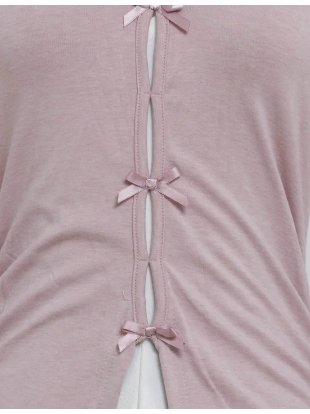 Chic Lace V Neck Bow Front Long Sleeves Top