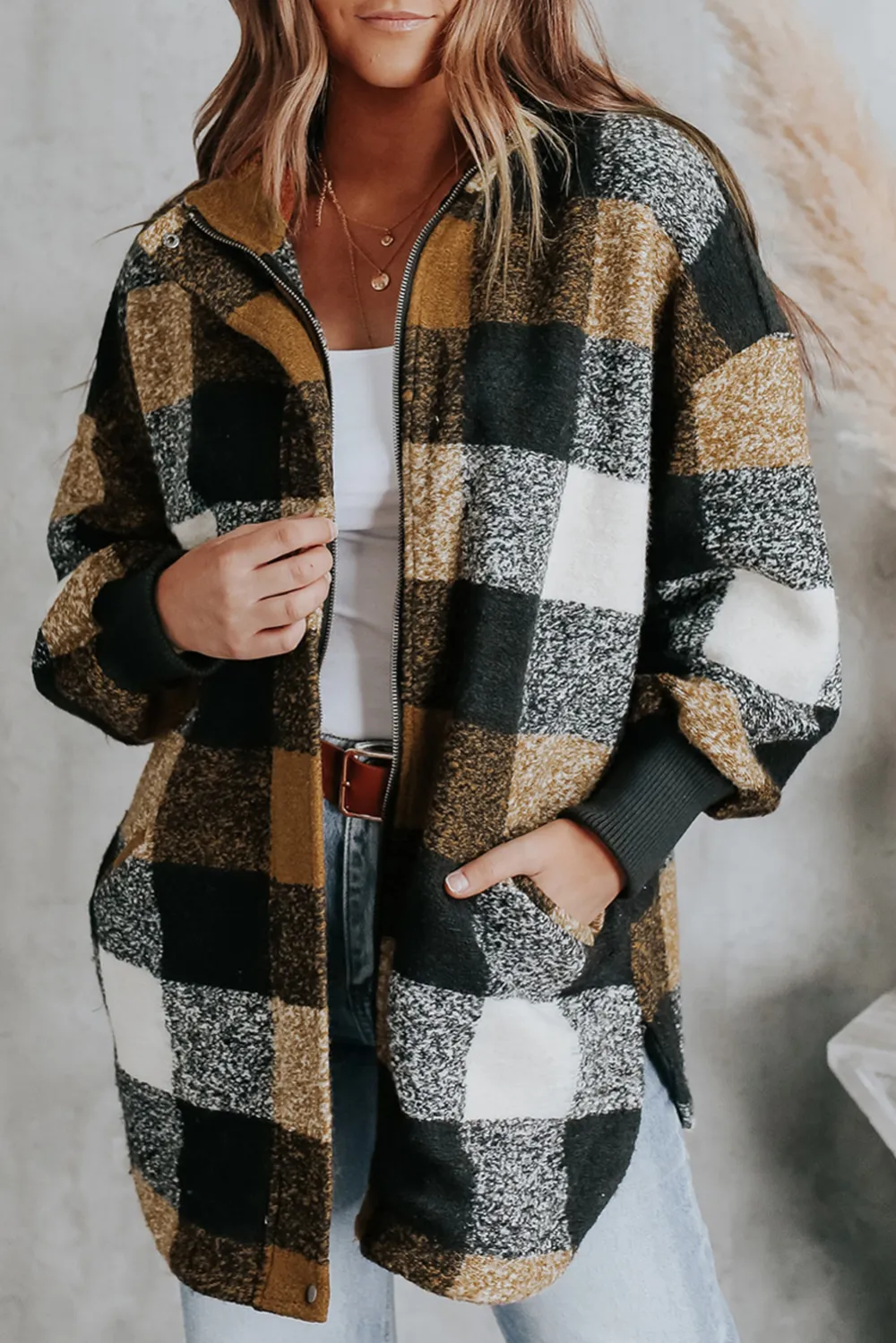 Plaid Color Block Patchwork Shirt Jacket