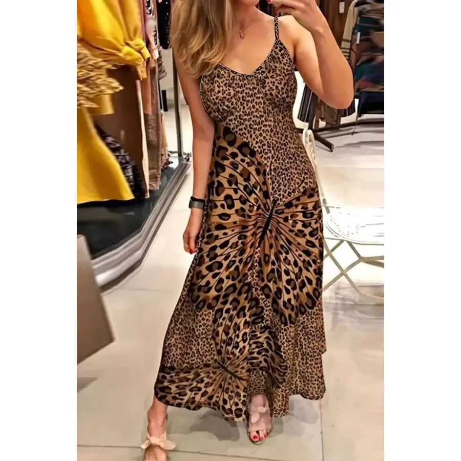 Butterfly Leopard Maxi Cami Dress