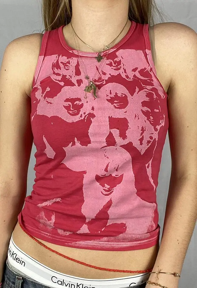 Crew-Neck Floral Cropped Slim-Fit Tank Top