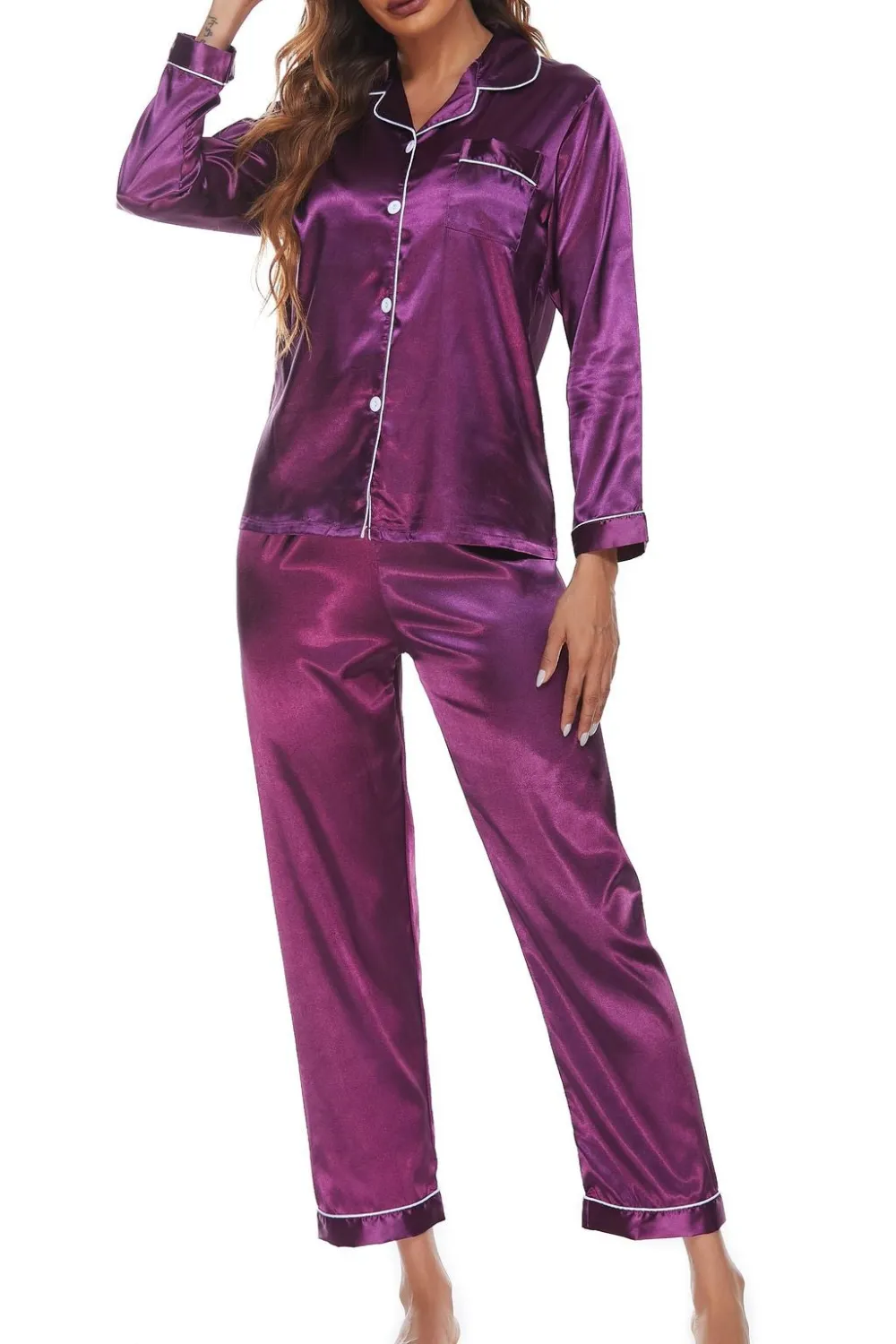 Two Piece Button Down Collared Pajama Set
