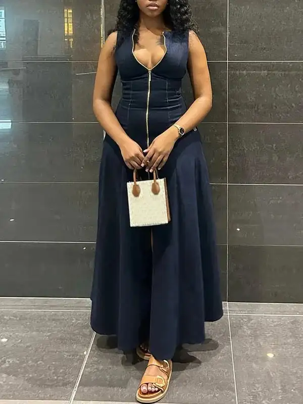 High Loose Neck Maxi Dress