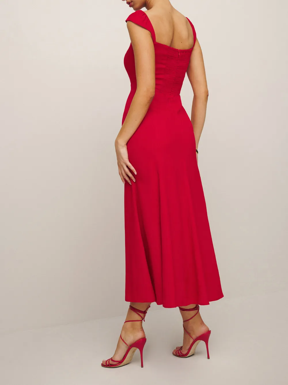 Sleeveless Square Neck Bodycon Midi Dress