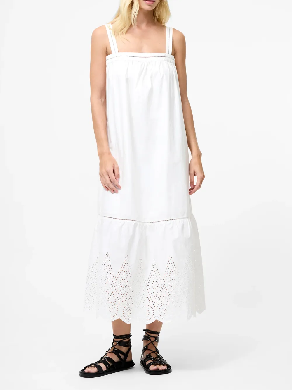 Refreshing And Soft White Square Neck Dress