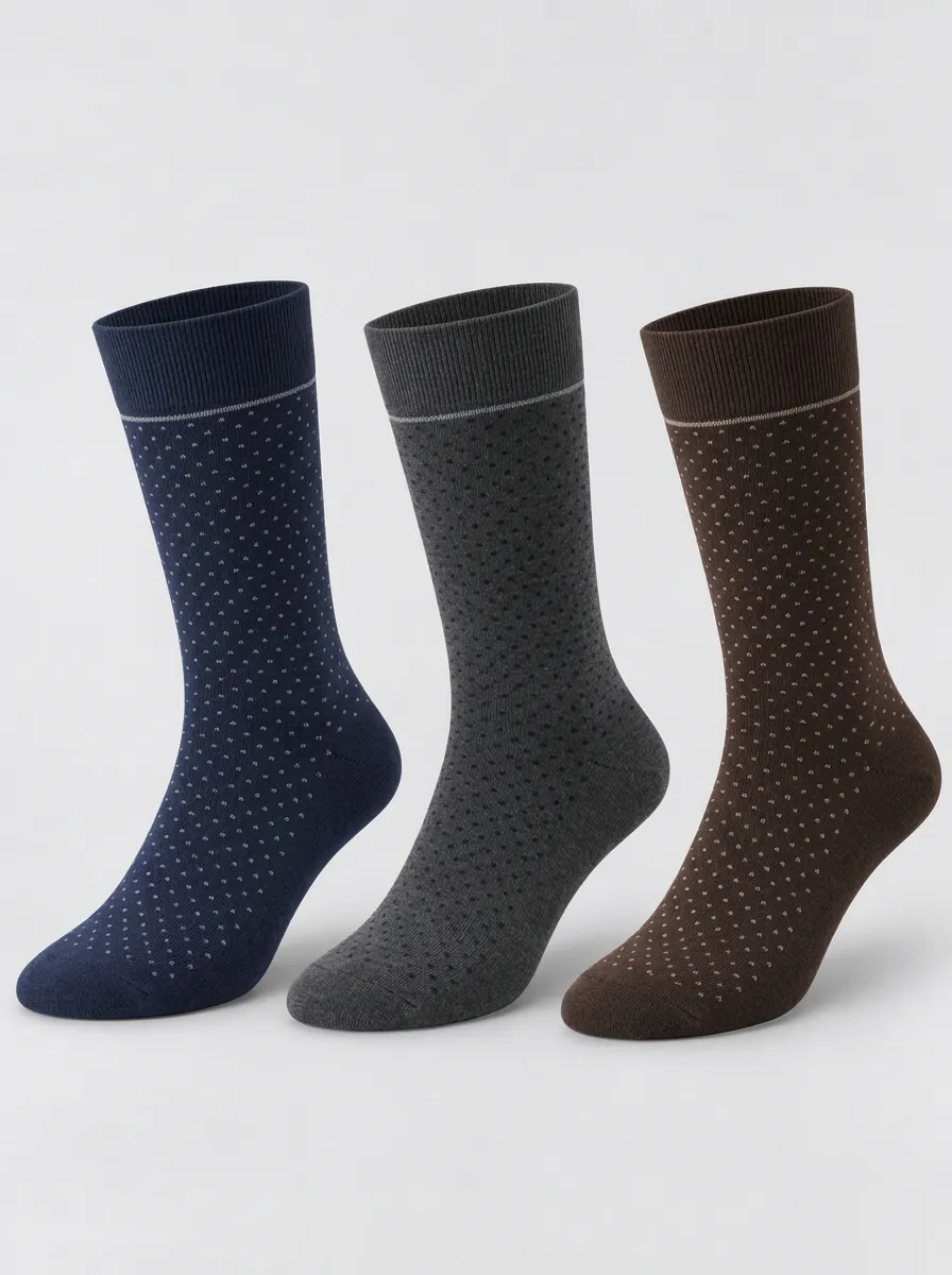 Men's Multicolor Micro-Dot Pattern Polka Dot Crew Socks 3-Pack