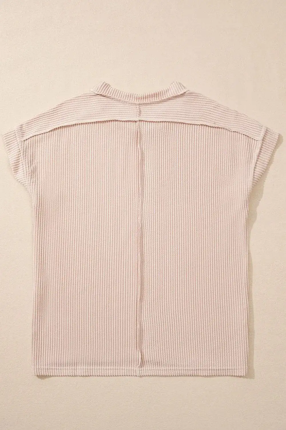 Round-Neck Short-Sleeve Ribbed T-Shirt