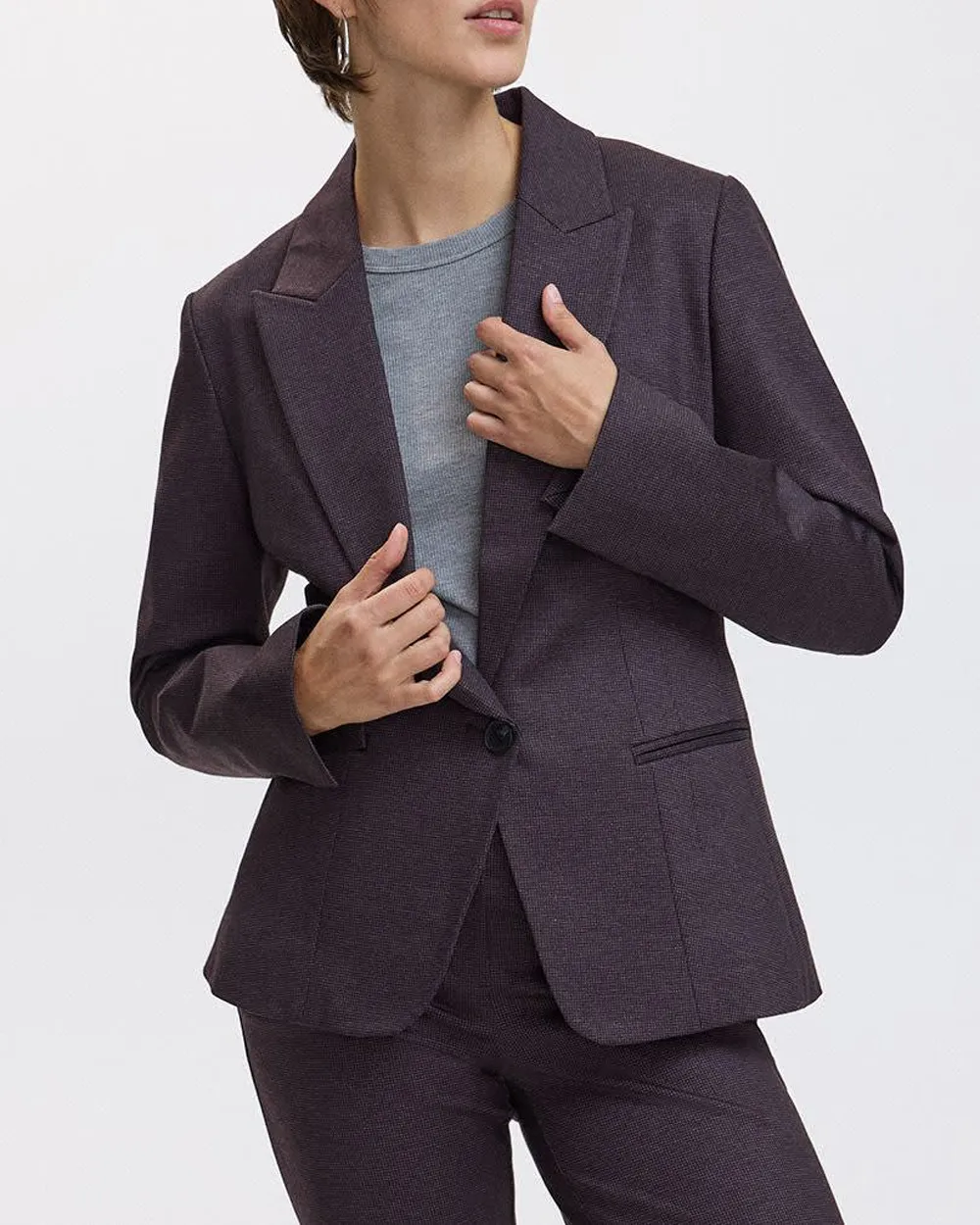 Fitted One-Button Knit Blazer  Modern Stretch