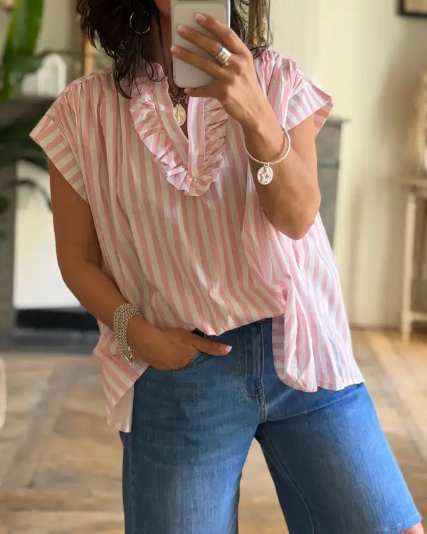 Cotton Striped Relaxed-Fit Blouse