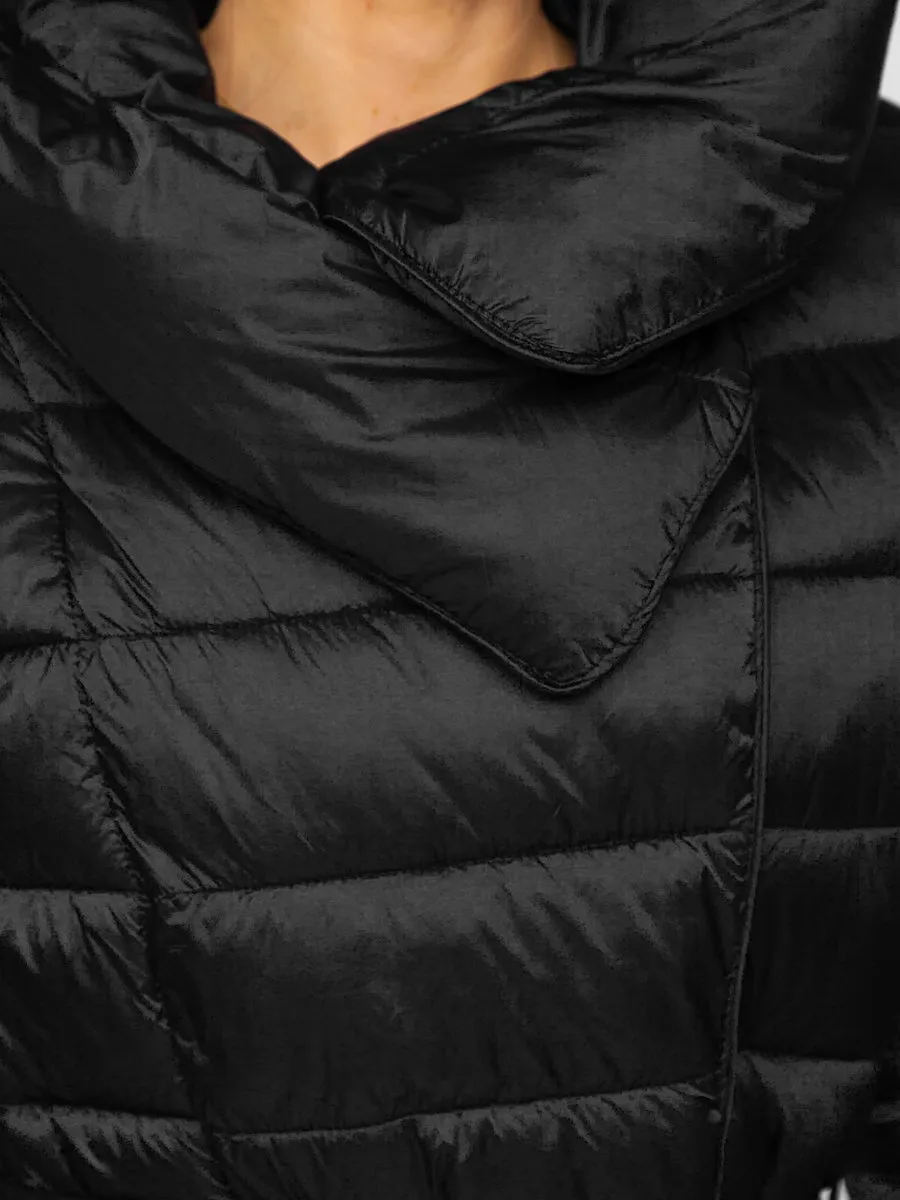 Black long women's winter jacket
