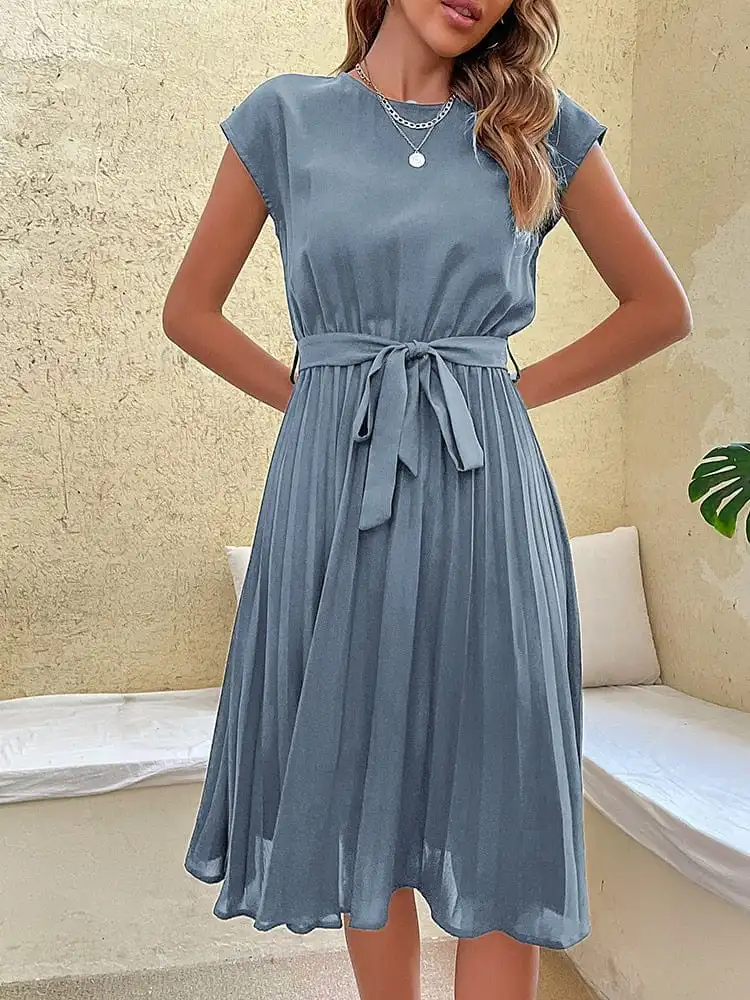 Classic Refined Women's Pleated Midi Dress