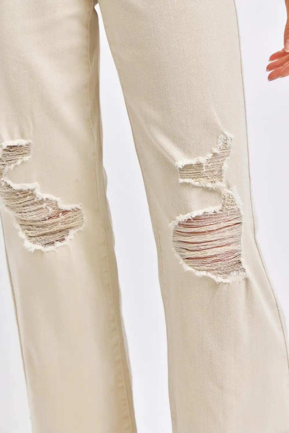 High Rise Distressed Wide Leg Jeans