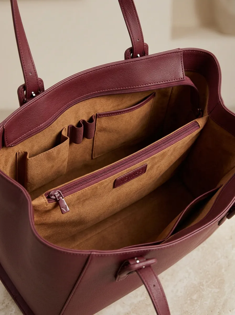 Women's Textured Buckle-Detail Open-Top Shoulder-Strap Tote Bag