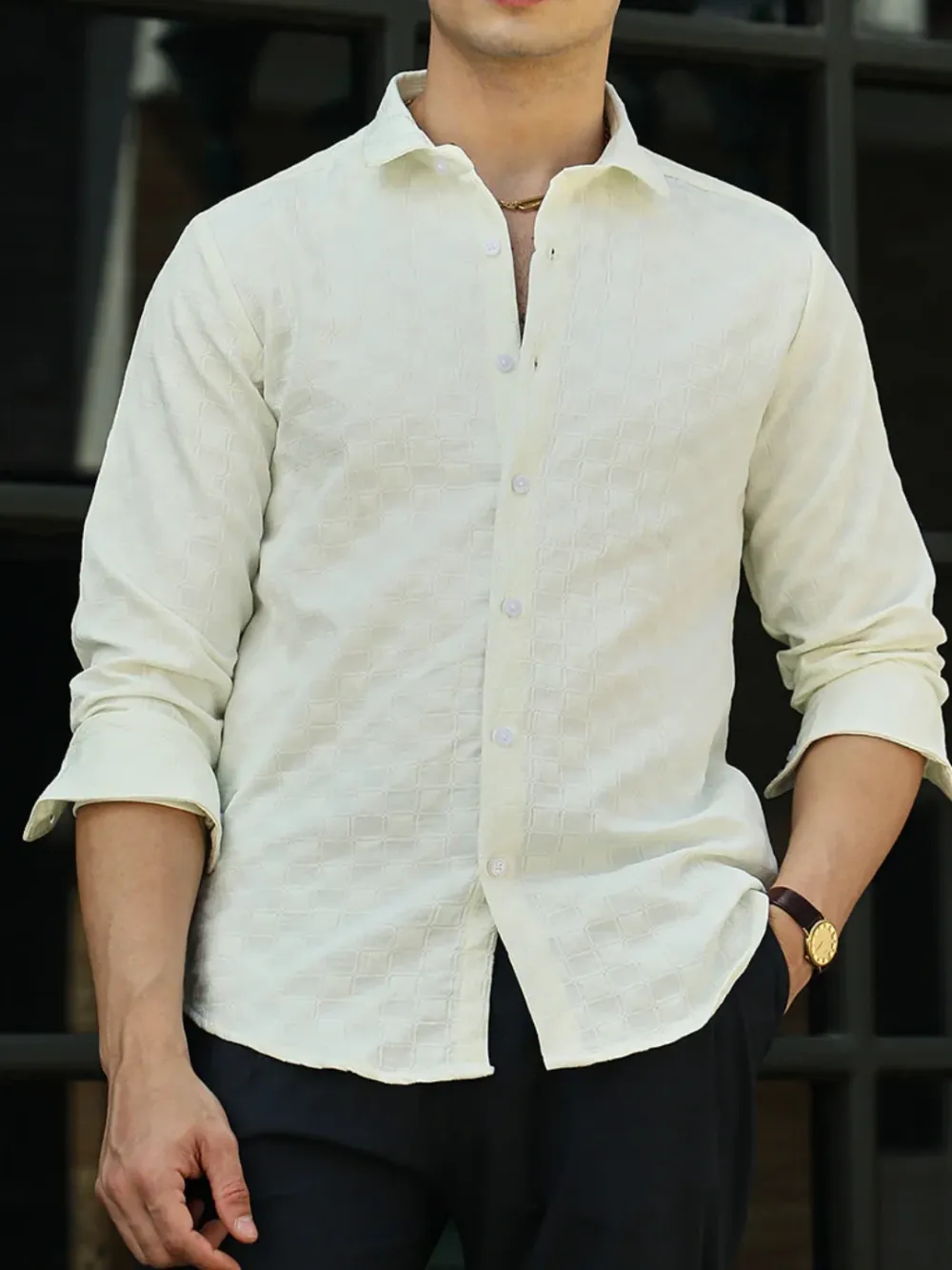 White Casual Style Full Sleeve Shirt
