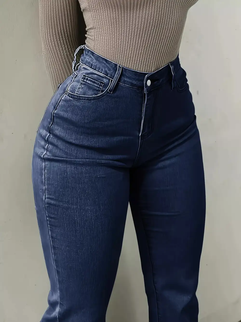 Polished High Waist Flare Leg Denim Jeans
