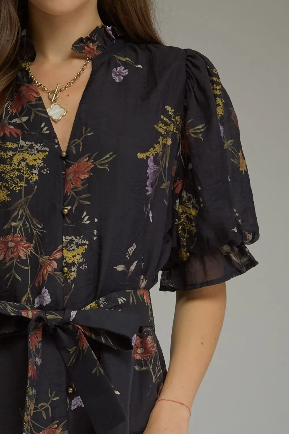 Floral Short Sleeve Mini Dress