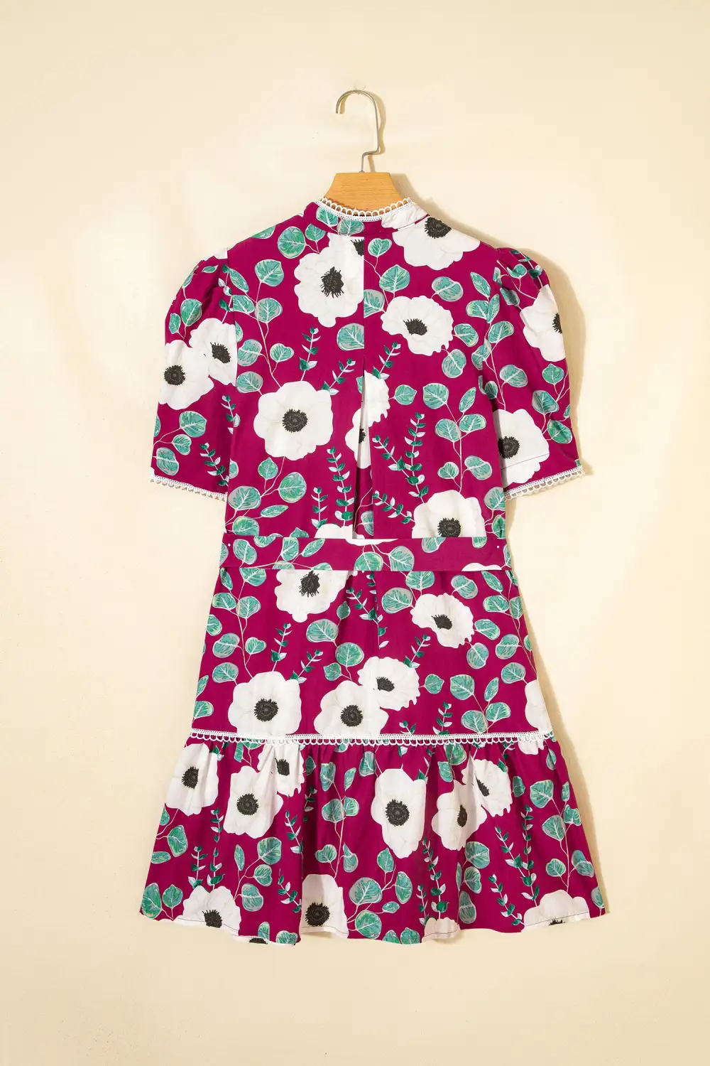 Gathered Detail Floral Printed Puff Sleeve Mini Dress