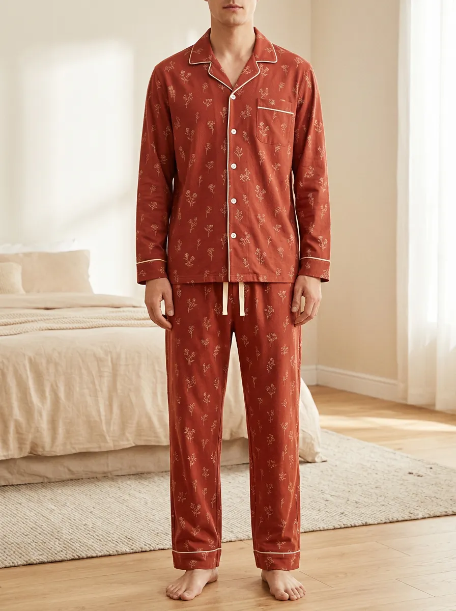Modern Pattern Classic Men's Pajama Set