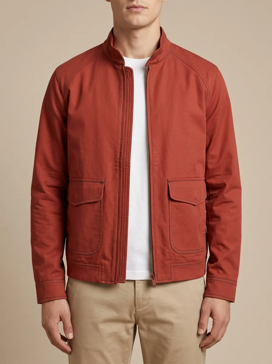 Relaxed Solid Color Zip Jacket