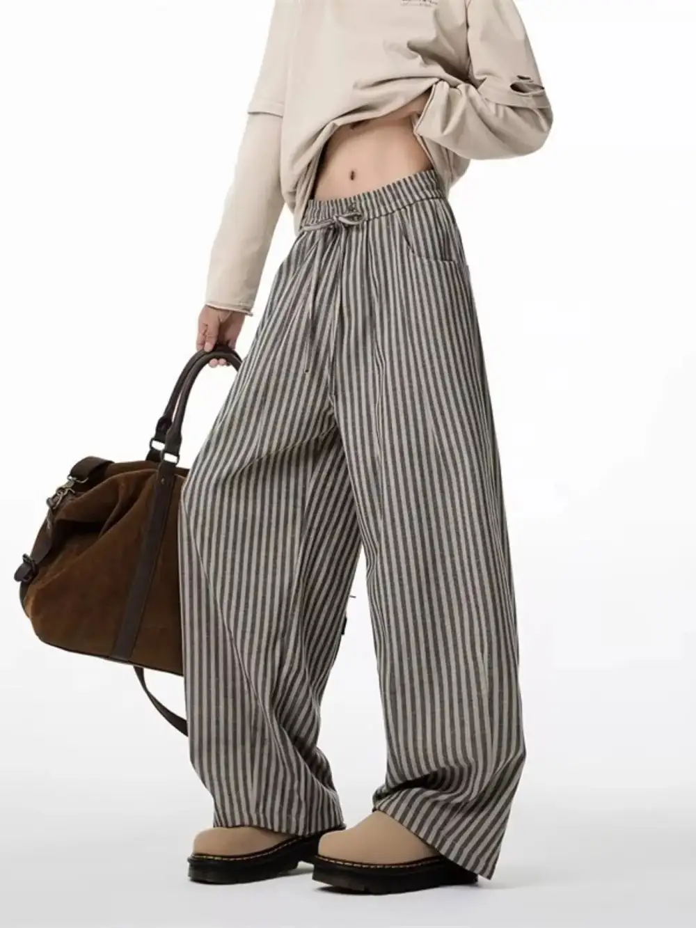 Men's Plus Size Striped Wide Leg Casual Pants