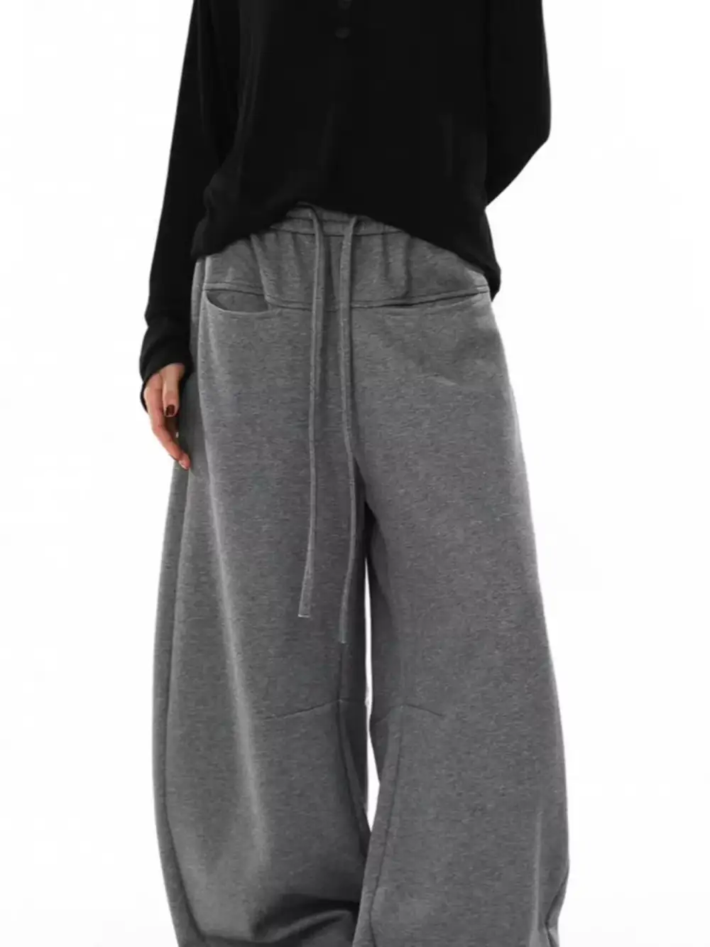 Textured Men's Plus Size Drawstring Wide Leg Pants
