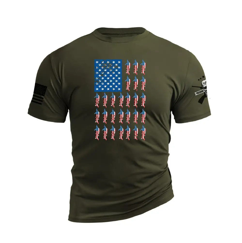 USA FLAG FISHING WATERPROOF GRAPHIC TEE