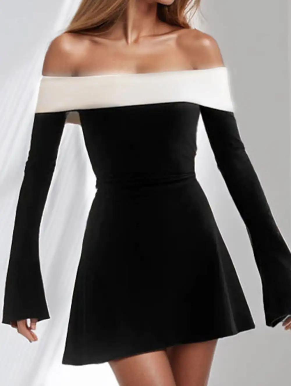 Off-Shoulder Slim-Fit Waist Dress
