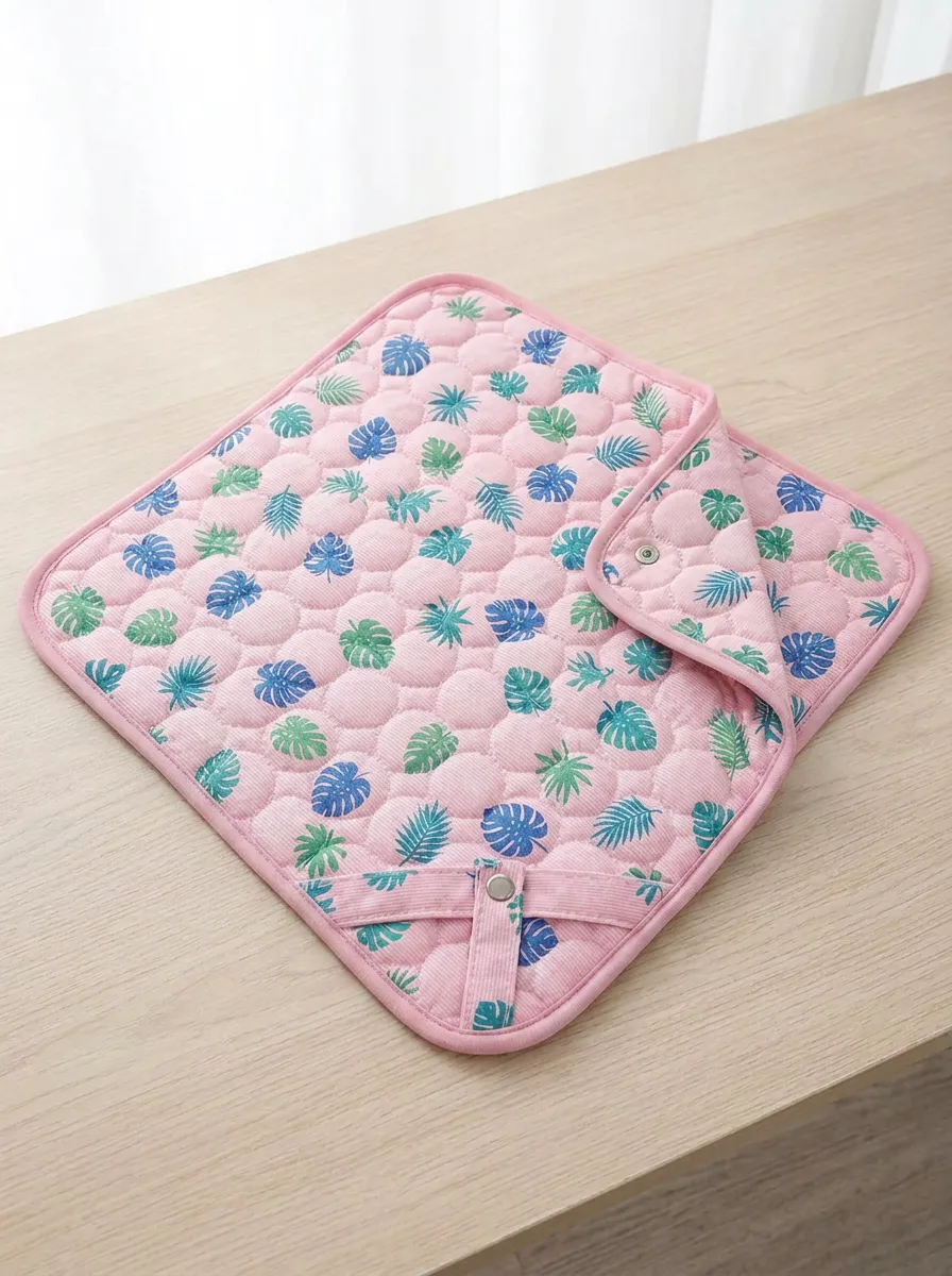 Foldable Tropical Leaf Pattern Quilted Pattern Cooling Mat